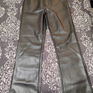 Vibrant Sleek Black Leather Pants